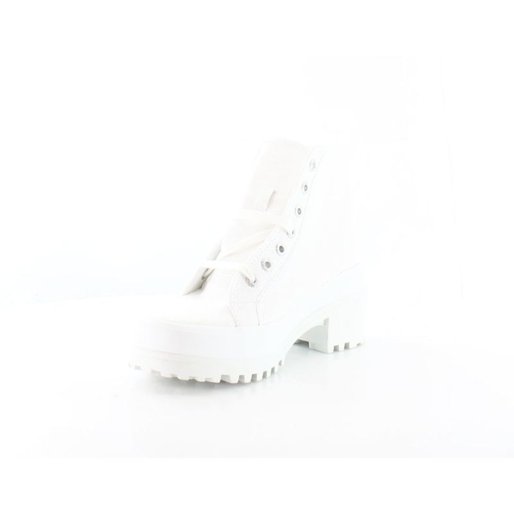 Superga White Platform Lug-Sole High-Top Sneakers